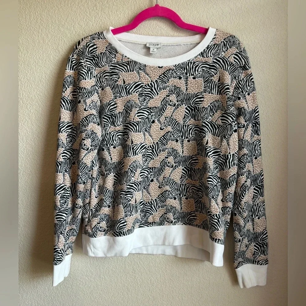 J. Crew Zebra Print Pullover Sweatshirt